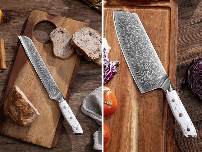 Damascus steel kitchen knife