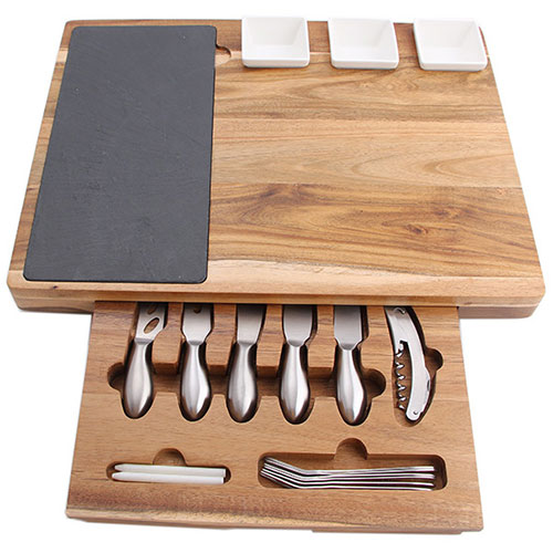 WB2130 Natural Acacia Wood Cheese Set Board