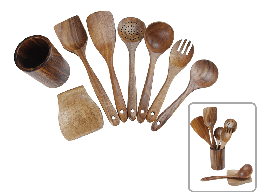 wooden cooking utensils set