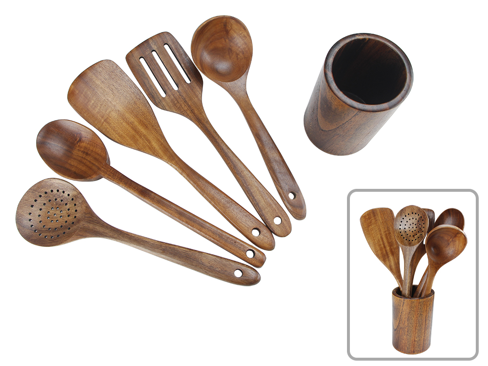 wooden kitchen utensil set