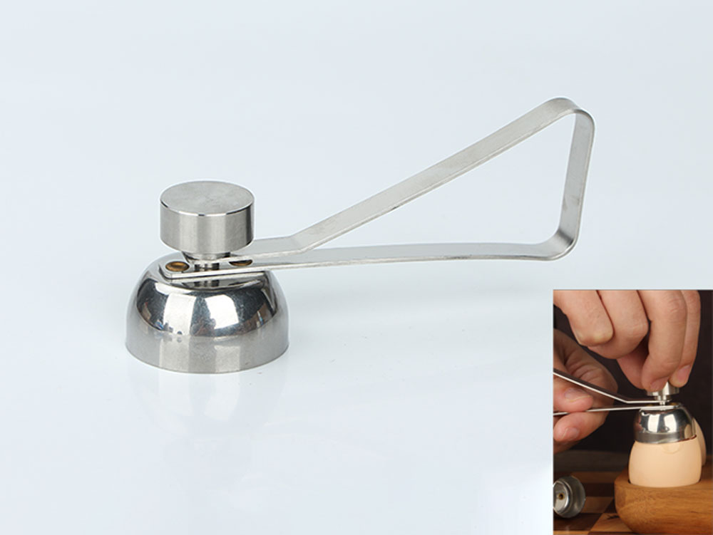 Stainless Steel 2.5cm Egg Cracker Cutter Raw/Soft Hard Boiled Egg Shell Removal for Breakfast Kitchen Tool