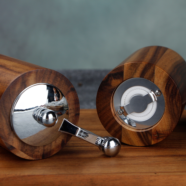 Cylindrical Acacia Wood Salt And Pepper Mill
