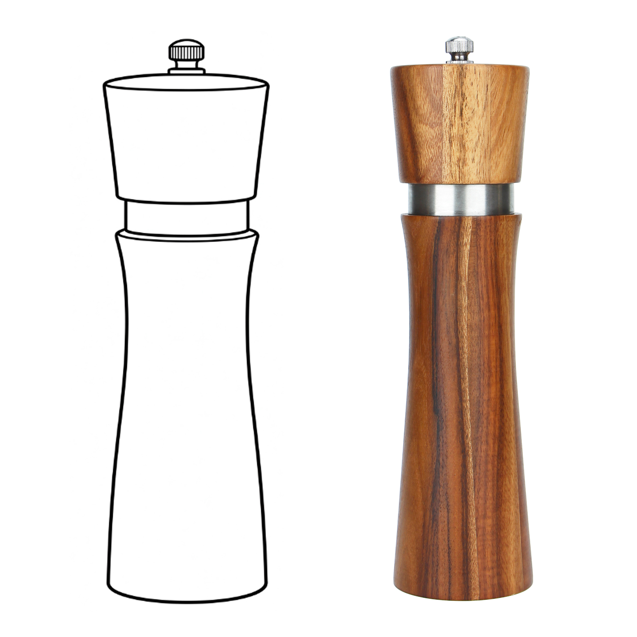 Refillable Salt and Pepper Mills
